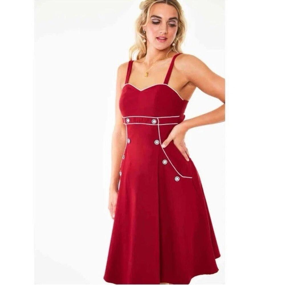 voodoo vixen dress Red CLAUDIA NAUTICAL FLARED DRESS Large